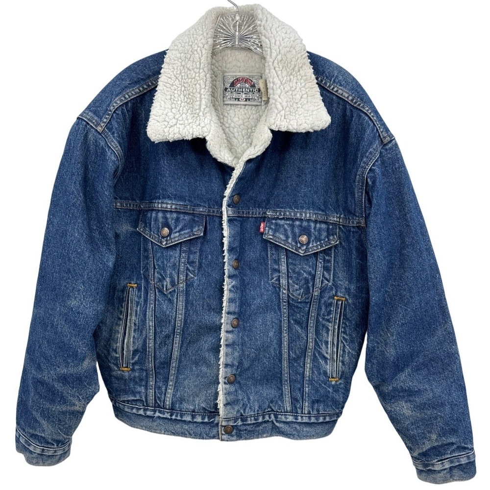 Vintage Levis Jacket Mens Size M Sherpa Lined 90s Trucker Dark Wash Type III